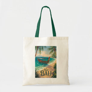 Bali Indonesia Illustration Travel Art Vintage Tote Bag
