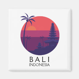Bali Indonesia Temple Vintage Travel Magnet
