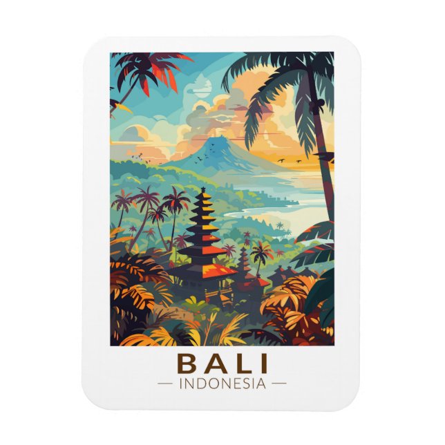 Bali Indonesia Temples Travel Art Vintage Magnet (Vertical)