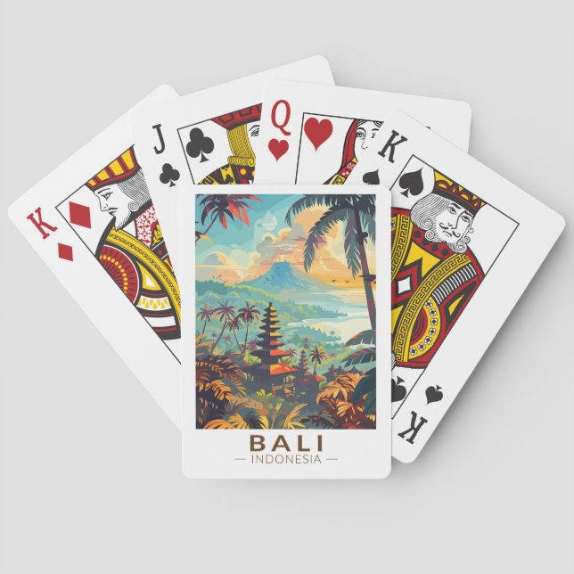 Bali Indonesia Temples Travel Art Vintage Playing Cards (Back)