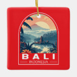 Bali Indonesia Travel Art Vintage Ceramic Ornament<br><div class="desc">Bali retro vector travel design. Bali is an island in Southeast Asia that's known for its beaches,  temples,  and culture. It's also home to marine life,  safari parks,  and art.</div>