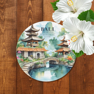 Bali Indonesia Tropical Asian Destination Wedding Round Paper Coaster