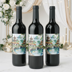Bali Indonesia Tropical Asian Destination Wedding Wine Label