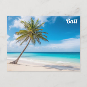 Bali Indonesia Tropical Beach Palm Tree Travel Postcard