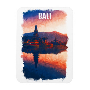 Bali Indonesia Ulun Danu Beratan Watercolor Magnet