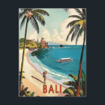 Bali, Indonesia Vintage Postcard<br><div class="desc">Unwind and explore the enchanting island of Bali with this captivating retro poster! Lush rice paddies,  serene temples,  and breathtaking beaches come alive in this nostalgic illustration. Immerse yourself in the timeless beauty of Bali and ignite your wanderlust for paradise.</div>