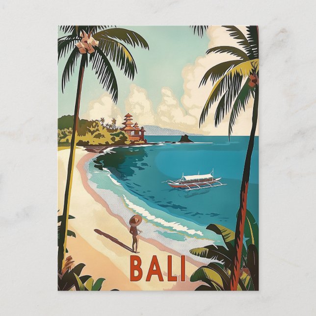 Bali, Indonesia Vintage Postcard (Front)