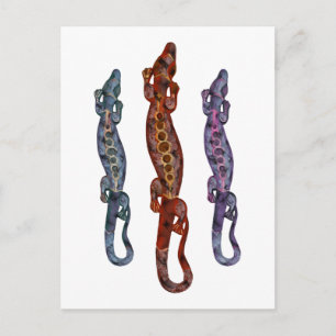 BALI lizard red violet blue Postcard