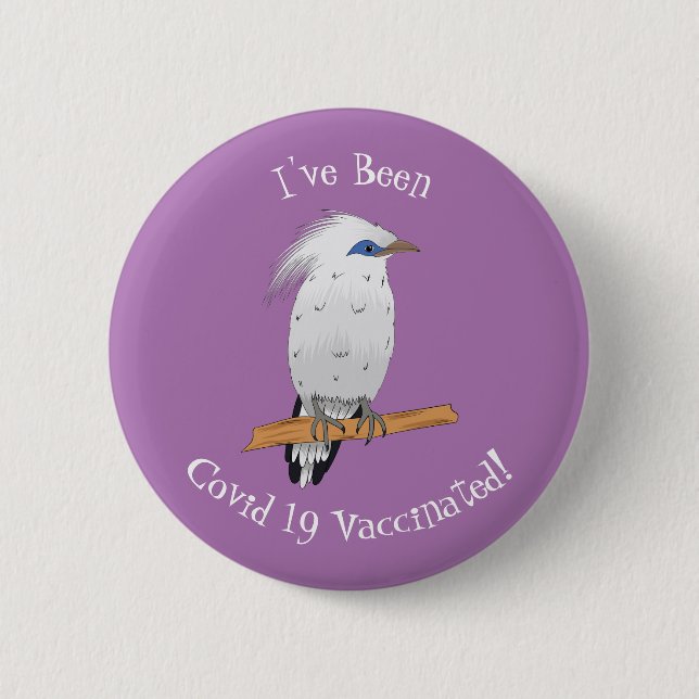 Bali Myna tropical exotic bird 2 Inch Round Button (Front)