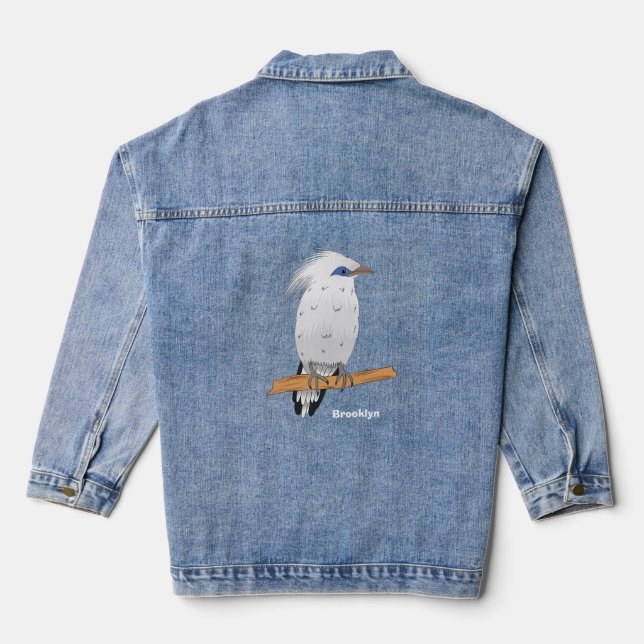 Bali Myna tropical exotic bird  Denim Jacket (Back)