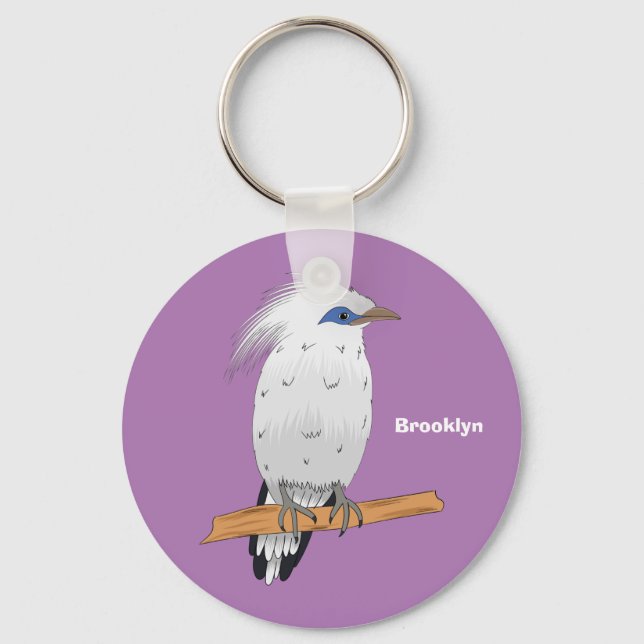 Bali Myna tropical exotic bird  Keychain (Front)