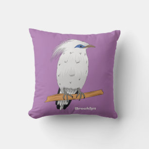 Bali Myna tropical exotic bird Throw Pillow
