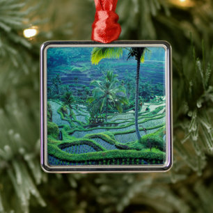 Bali   Overview Of Rice Terraces Metal Ornament