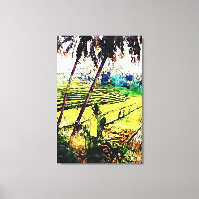 Bali painting wall art - balinese rice terraces (Front)