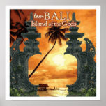 Bali Sunset Art Deco Vintage Travel Advertising Poster<br><div class="desc">Reproduction print of original travel poster promoting tourism to Bali Indonesia featuring the stunning sunset design, restored digitally at artist's discretion. Perfect for your home wall decor. Frame it and this would make a beautiful retro style room decoration in a bar, cafe, restaurant, home theater, office or den. From extra...</div>