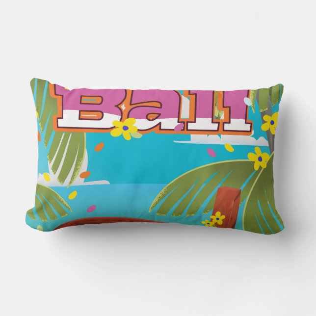 Bali travel poster lumbar pillow (Front)