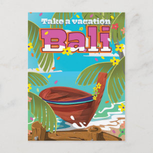 Bali Travel poster. Postcard