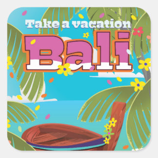 Bali Travel poster. Square Sticker