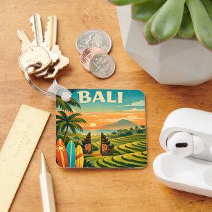 Bali Tropical Retro Travel Keychain