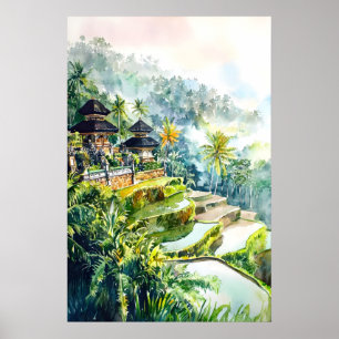 Bali Watercolor Poster Bali Travel Print Bali Wall