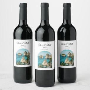 Bali Wedding Favour Personalized Wine Label