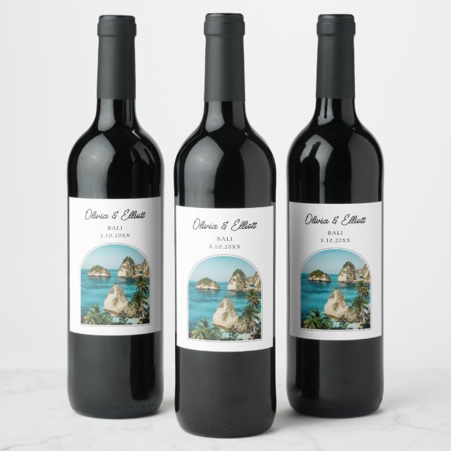 Bali Wedding Favour Personalized Wine Label (Bottles)
