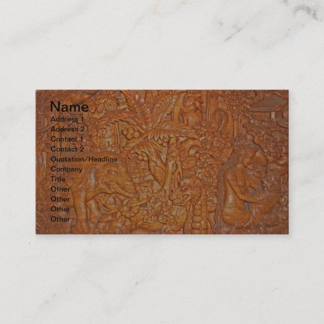 Bali Wood Carving One-of-a-Kind Art Business Card (Front)