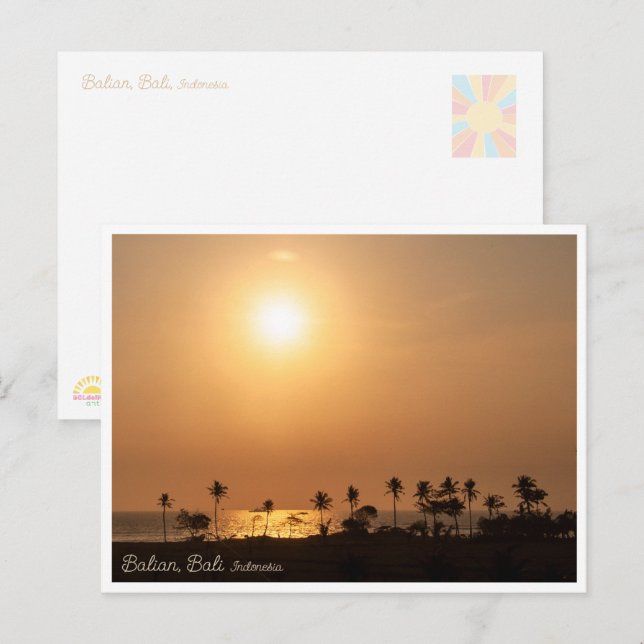 Balian Palm Beach Sunset Postcard (Front/Back)
