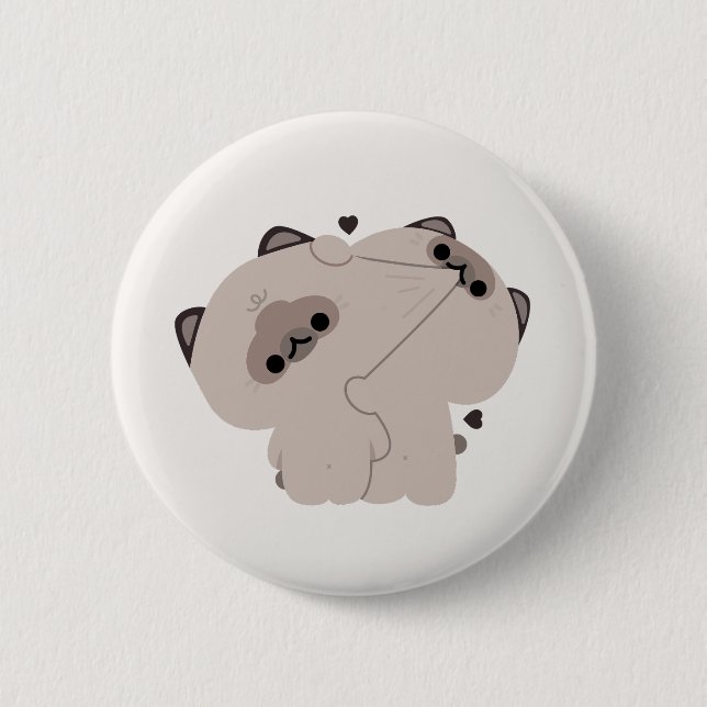 Balinese Cat Couple 2 Inch Round Button (Front)