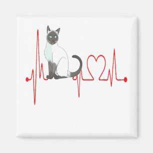 Balinese Cat Heartbeat Funny Cat Kitten Lovers Des Magnet