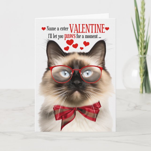 Balinese Cat Lover Feline Humour Valentine's Day Holiday Card (Front)