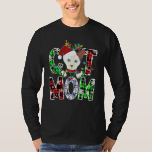 Balinese Cat Mom Lights Plaid Xmas Pajama Reindeer T-Shirt