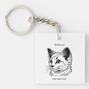 Balinese Cat Portrait Keychain