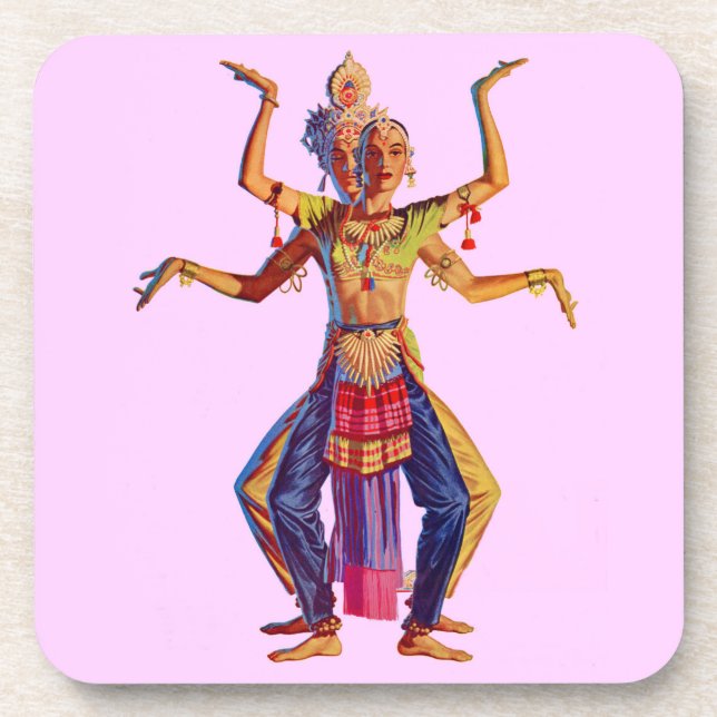 Balinese dancers print coaster (Front)