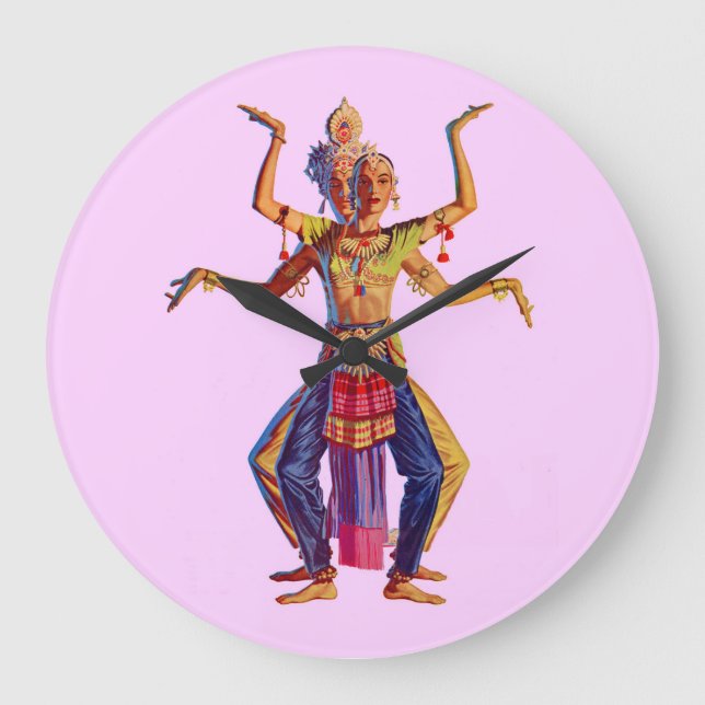 Balinese dancers print large clock (Front)