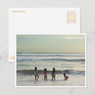 Balinese Girls Beach Fun Postcard