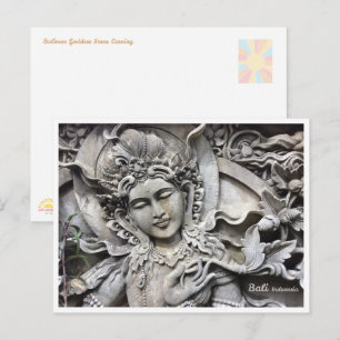 Balinese Goddess Stone Art Travel Postcard