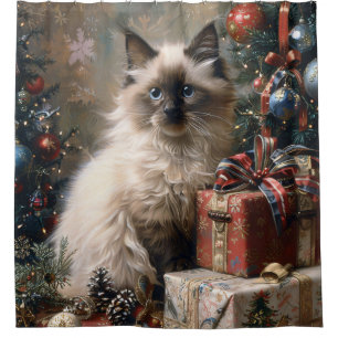 Balinese Kitten Christmas Cat Portrait Art