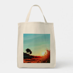Balinese Sunset Coastal Pandan Tree Tropical Tote  Bag