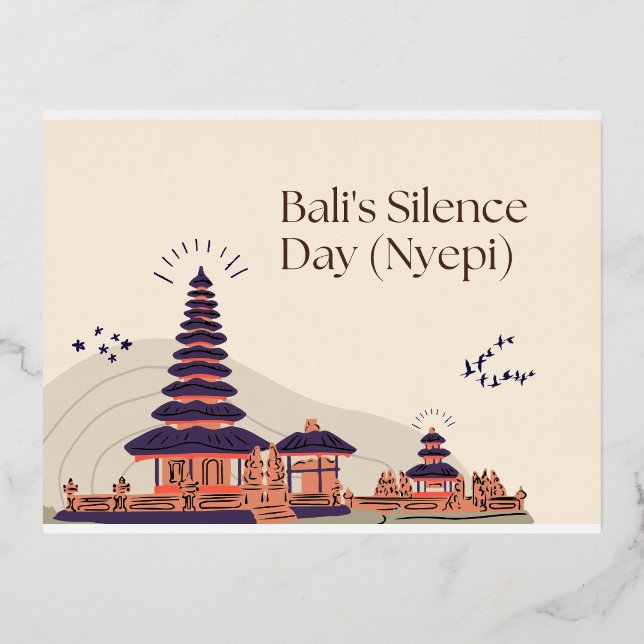 Bali's Silence Day Foil Holiday Postcard (Front)