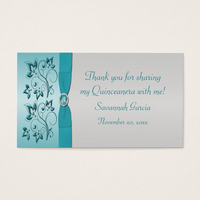Balise Aqua and Silver Quinceanera/Sweet 16 Favor (Devant)