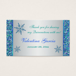 Balise Aqua Green Silver Snowflakes Quinceanera Fa