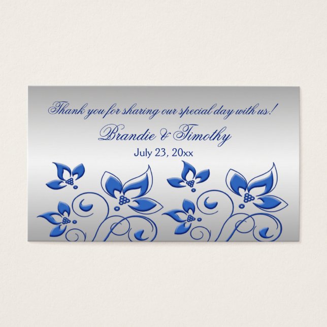 Balise Argent et Royal Blue Floral Wedding Favor (Devant)