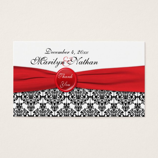 Balise Black Damask avec Poppy Red Wedding Favor (Devant)