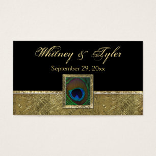 Balise Blackand Gold Peacock Feather Wedding Favor