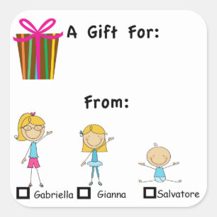 Balise Cadeau Adorable Avec Sticker 3 Noms Enfants