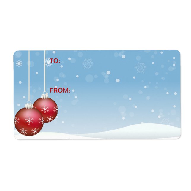 Balise cadeau auto-collant : Boules rouges de Noël (Devant)