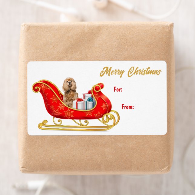 Balise cadeau Buff Cocker Spaniel Dog Christmas Sl (En situation)