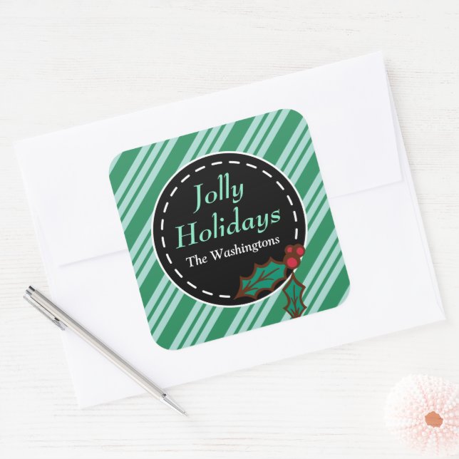 Balise cadeau de bonbons de Noël vert Stickers (Enveloppe)