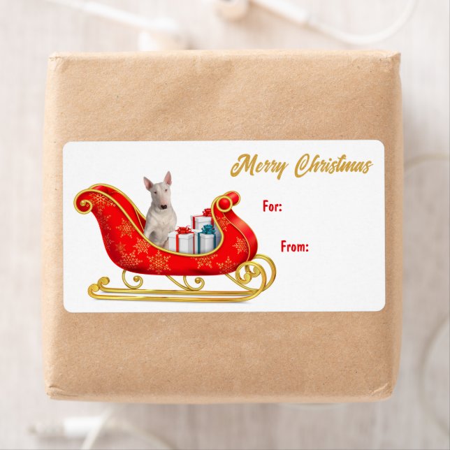 Balise cadeau de Noël de chien de chien de Terrier (En situation)